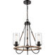 Paladin 3 Light 19 inch Matte Black Mini Chandelier Ceiling Light in Clear Glass