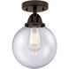 Nouveau 2 Beacon 1 Light 8 inch Oil Rubbed Bronze Semi-Flush Mount Ceiling Light in Seedy Glass