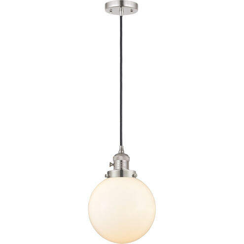 Franklin Restoration Beacon LED 8 inch Polished Nickel Mini Pendant Ceiling Light in Matte White