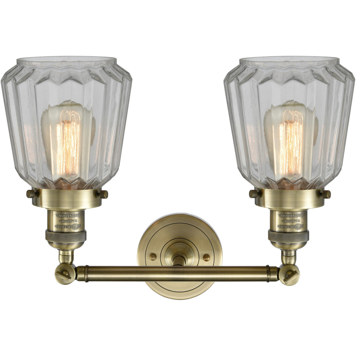Franklin Restoration Chatham LED 16 inch Antique Brass Bath Vanity Light Wall Light in Clear Glass, Franklin Restoration