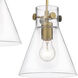 Newton Cone 5 Light 39.75 inch Brushed Brass Linear Pendant Ceiling Light in Clear Glass