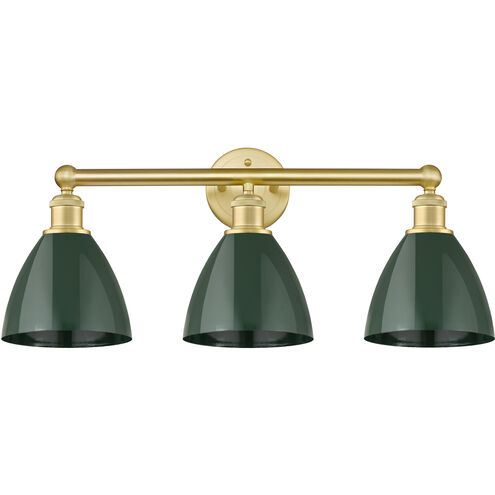 Plymouth Dome 3 Light 25.5 inch Satin Gold Bath Vanity Light Wall Light in Green