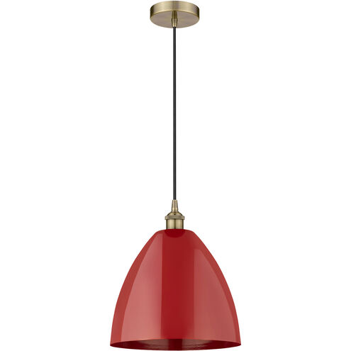 Edison Plymouth Dome 1 Light 12 inch Antique Brass Mini Pendant Ceiling Light