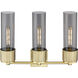 Bolivar 3 Light 20.5 inch Brushed Brass Bath Vanity Light Wall Light in Plated Smoke Glass