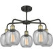 Belfast 5 Light 24 inch Black Antique Brass Chandelier Ceiling Light in Seedy Glass