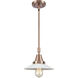 Franklin Restoration Halophane 1 Light 9 inch Antique Copper Mini Pendant Ceiling Light in Matte White Halophane Glass