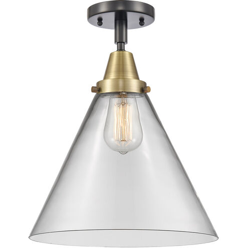 Franklin Restoration X-Large Cone 1 Light 12 inch Black Antique Brass Flush Mount Ceiling Light in Clear Glass