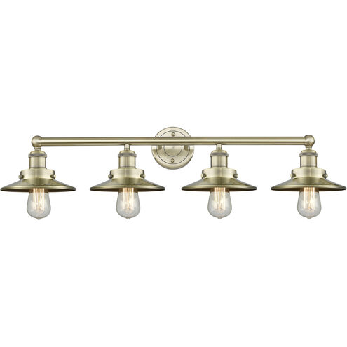 Railroad 4 Light 35 inch Antique Brass Bath Vanity Light Wall Light