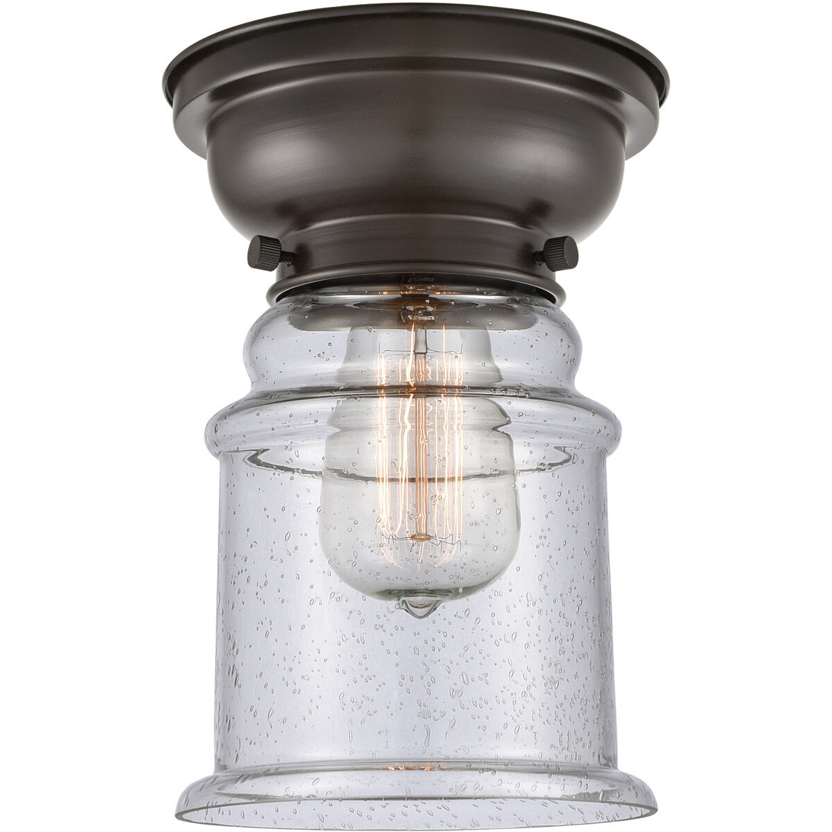 Aditi Canton 1 Light 6 inch Oil Rubbed Bronze Flush Mount Ceiling Light in Seedy Glass, Aditi