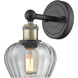Fenton Sconce Wall Light in Black Antique Brass, Clear