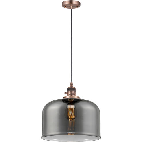 Franklin Restoration Bell LED 12 inch Antique Copper Mini Pendant Ceiling Light in Plated Smoke