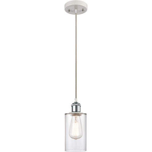 Ballston Clymer 1 Light 4 inch White and Polished Chrome Mini Pendant Ceiling Light in Clear Glass, Ballston