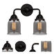 Nouveau 2 Small Bell 2 Light 13 inch Matte Black Bath Vanity Light Wall Light in Light Smoke Glass
