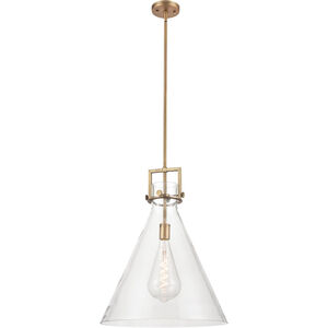 Newton Cone 1 Light 18 inch Brushed Brass Pendant Ceiling Light