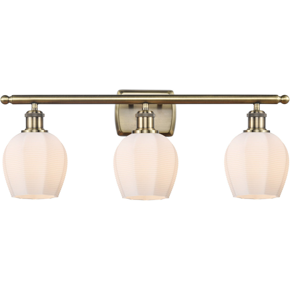 Ballston Norfolk 3 Light 26 inch Antique Brass Bath Vanity Light Wall Light in Matte White Glass