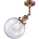 Franklin Restoration Large Beacon LED 8 inch Antique Copper Sconce Wall Light in Seedy Glass, Franklin Restoration