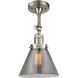 Franklin Restoration Large Cone LED 8 inch Brushed Satin Nickel Sconce Wall Light in Plated Smoke Glass, Franklin Restoration