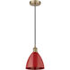 Edison Plymouth Dome LED 8 inch Antique Brass Mini Pendant Ceiling Light