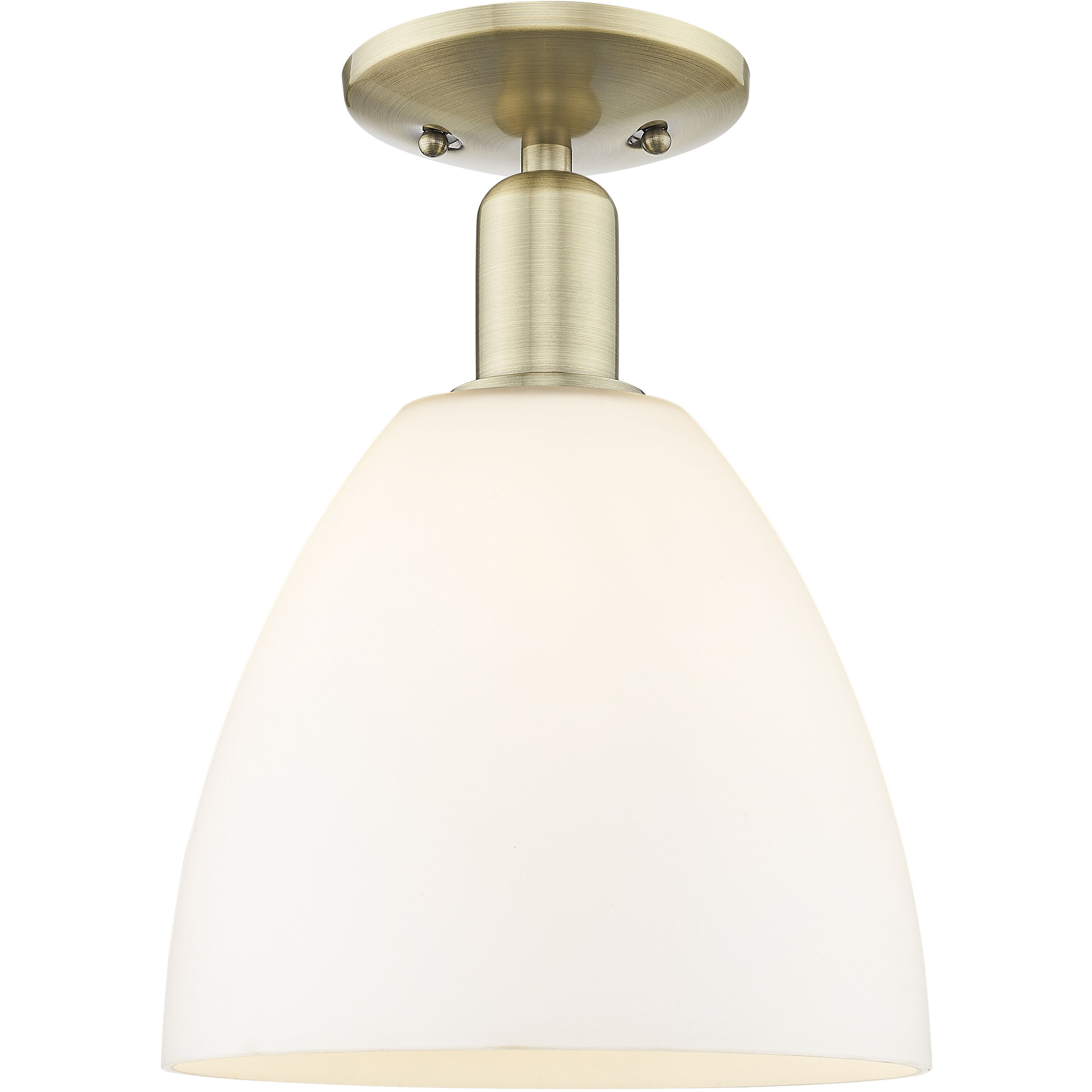 Arcadia Bristol 1 Light 9 inch Antique Brass Semi-Flush Mount Ceiling Light in Matte White