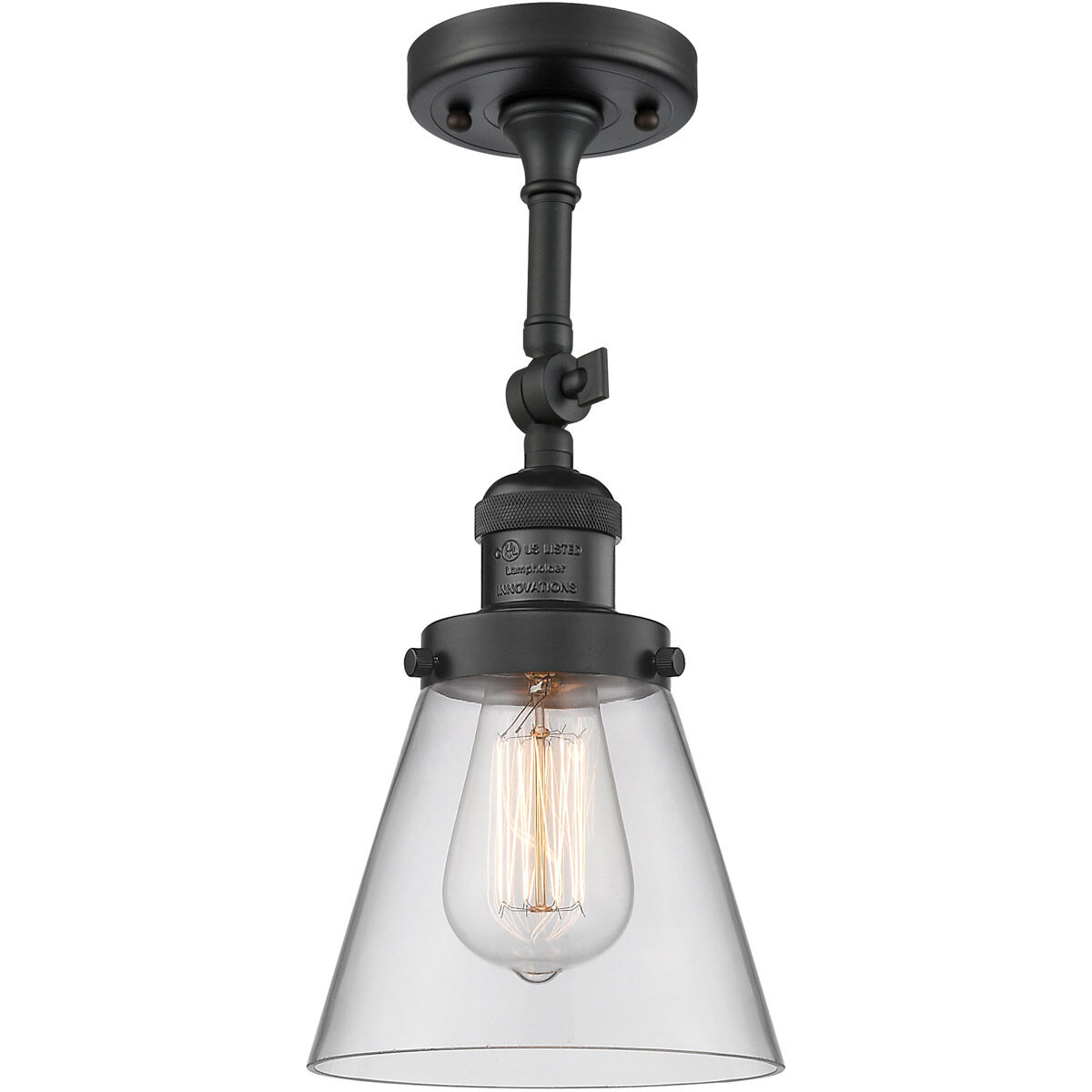Franklin Restoration Small Cone 1 Light 6 inch Matte Black Sconce Wall Light in Clear Glass, Franklin Restoration
