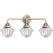Nouveau 2 Small Oxford 3 Light 26 inch Antique Copper Bath Vanity Light Wall Light in Clear Glass