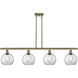 Ballston Athens LED 48 inch Antique Brass Island Light Ceiling Light in Clear Glass, Ballston