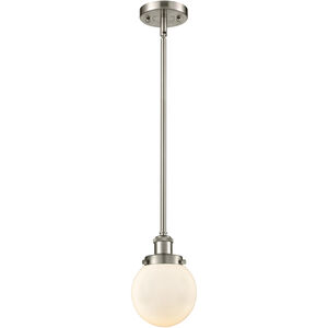 Ballston Beacon LED 6 inch Brushed Satin Nickel Pendant Ceiling Light in Matte White Glass, Ballston