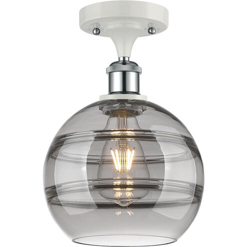 Ballston Rochester 1 Light 8 inch White Polished Chrome Semi-Flush Mount Ceiling Light