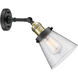 Franklin Restoration Small Cone 1 Light 6 inch Black Antique Brass Sconce Wall Light in Seedy Glass, Franklin Restoration