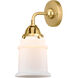 Nouveau 2 Canton LED 6 inch Satin Gold Sconce Wall Light in Matte White Glass