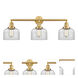 Franklin Restoration Large Bell LED 32 inch Satin Gold Bath Vanity Light Wall Light in Clear Glass, Franklin Restoration