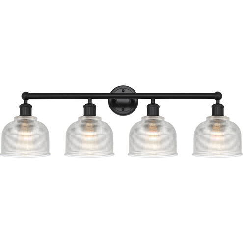 Edison Dayton 4 Light 33 inch Matte Black Bath Vanity Light Wall Light in Clear Glass