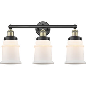 Canton 3 Light 24 inch Black Antique Brass Bath Vanity Light Wall Light in Matte White