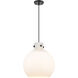 Newton Sphere 1 Light 14 inch Matte Black Pendant Ceiling Light in Matte White Glass