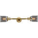 Franklin Restoration Small Bell 2 Light 16 inch Brushed Brass Bath Vanity Light Wall Light in Plated Smoke Glass, Franklin Restoration