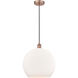 Edison Athens LED 13.75 inch Antique Copper Pendant Ceiling Light in Matte White Glass