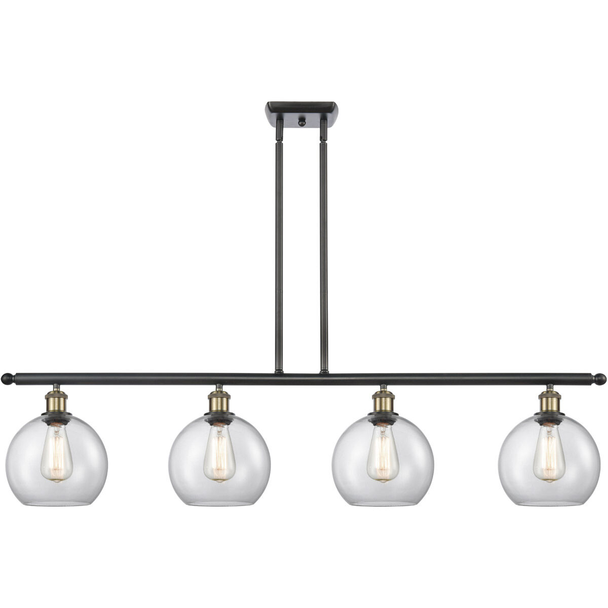 Ballston Athens LED 48 inch Black Antique Brass Island Light Ceiling Light in Clear Glass, Ballston