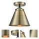 Nouveau Appalachian 1 Light 8 inch Black Antique Brass Semi-Flush Mount Ceiling Light, Nouveau