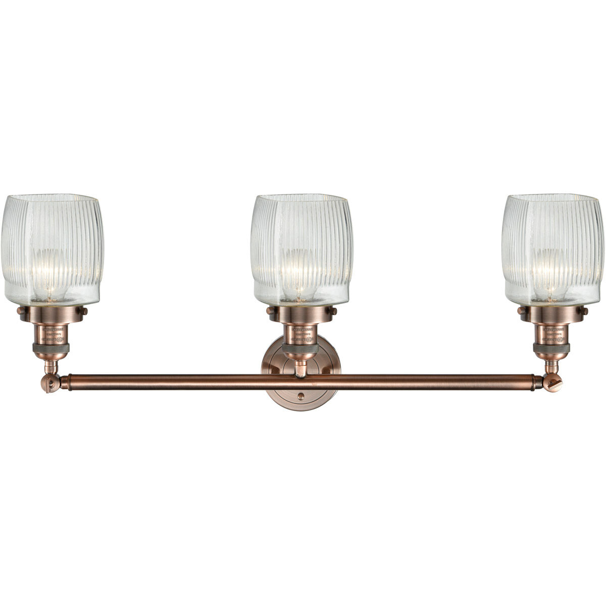 Franklin Restoration Colton 3 Light 32 inch Antique Copper Bath Vanity Light Wall Light, Franklin Restoration