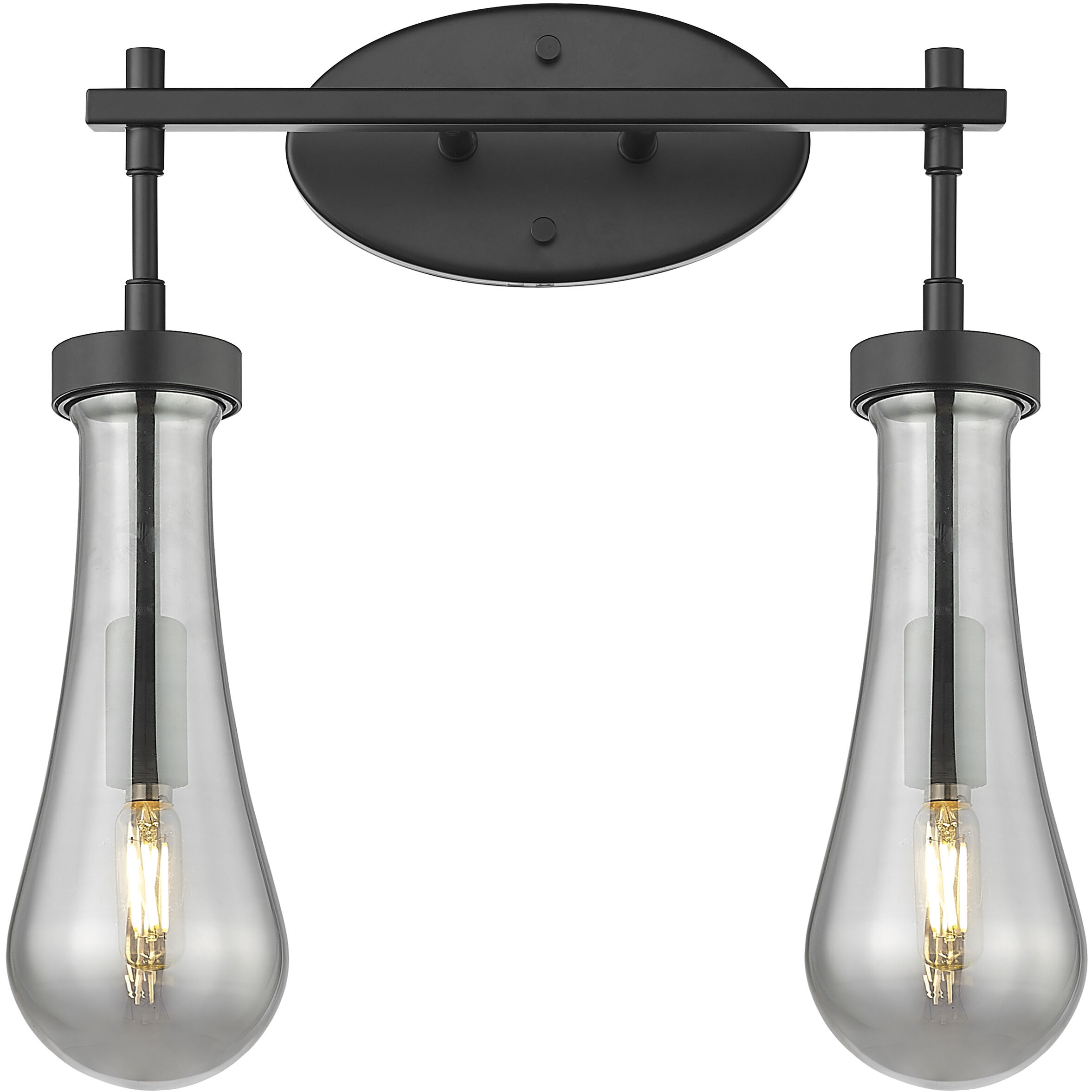 Downtown Urban Owego 2 Light 15.5 inch Matte Black Bath Vanity Light Wall Light in Light Smoke Glass