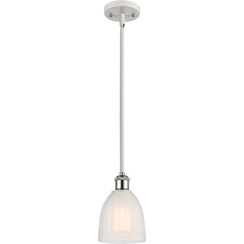 Ballston Brookfield 1 Light 6 inch White and Polished Chrome Pendant Ceiling Light in White Glass, Ballston