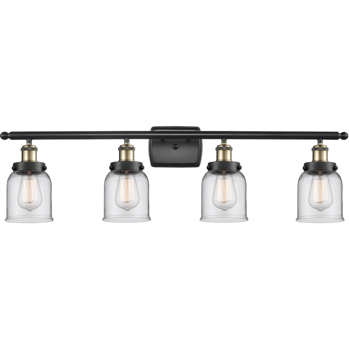 Ballston Small Bell LED 36 inch Black Antique Brass Bath Vanity Light Wall Light in Clear Glass