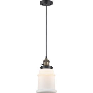 Franklin Restoration Canton LED 6 inch Black Antique Brass Mini Pendant Ceiling Light in Matte White