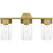 Claverack 3 Light 22.38 inch Brushed Brass Bath Vanity Light Wall Light in Clear Glass