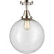 Beacon 1 Light 12 inch Polished Nickel Flush Mount Ceiling Light in Seedy Glass