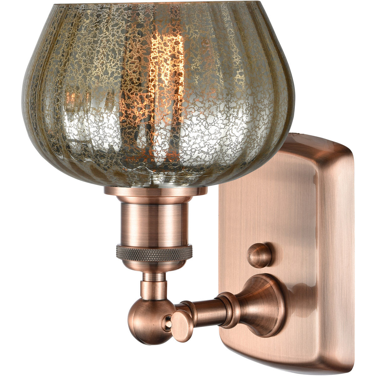 Ballston Fenton LED 7 inch Antique Copper Sconce Wall Light in Mercury Glass, Ballston