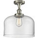 Ballston X-Large Bell 1 Light 8 inch Brushed Satin Nickel Semi-Flush Mount Ceiling Light in Clear Glass, Ballston