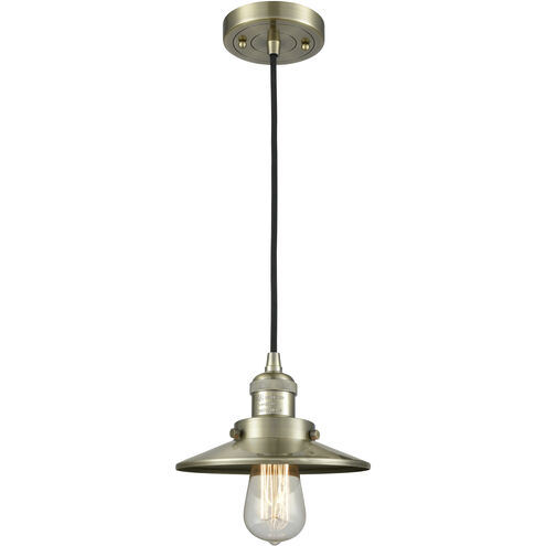 Franklin Restoration Railroad LED 8 inch Antique Brass Mini Pendant Ceiling Light, Franklin Restoration