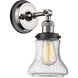 Franklin Restoration Bellmont 1 Light 6.25 inch Polished Nickel/Matte Black Semi-Flush Mount Ceiling Light in Seedy Glass