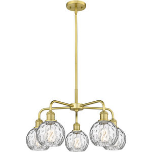 Athens Water Glass 5 Light 23.88 inch Satin Gold Chandelier Ceiling Light